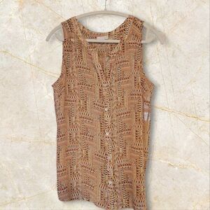 J. Jill Brown Geometric Sleeveless Blouse